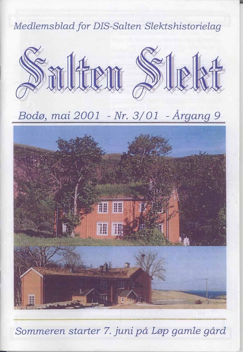Salten Slekt 2001-3 -forside