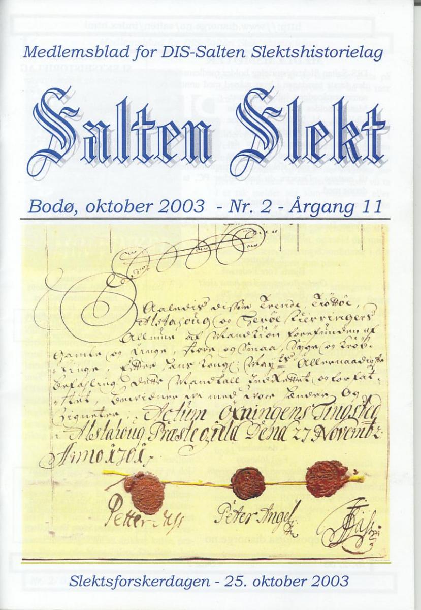 Salten Slekt 2003-2 -forside