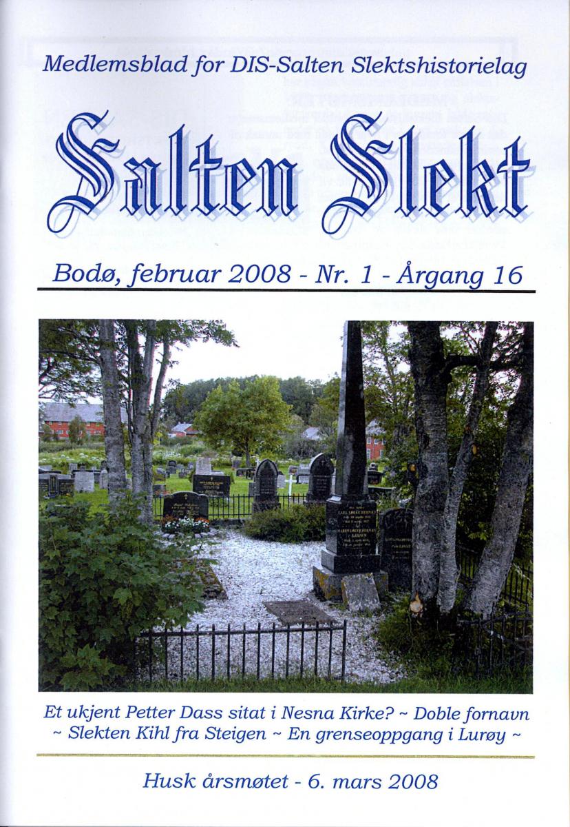 Salten Slekt 2008-1 -forside