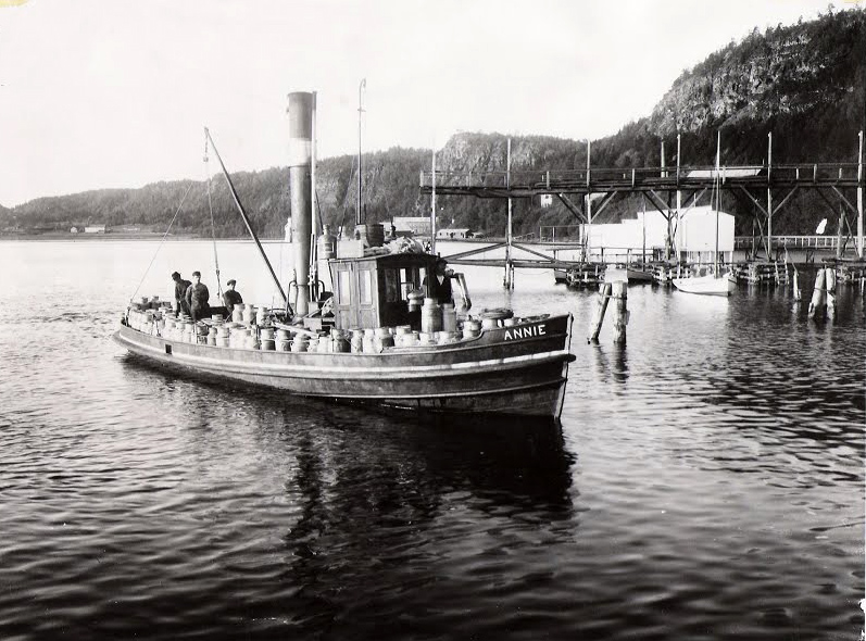 Annie med melk til Melkefabrikken (Lånt av Holmestrand Museum)