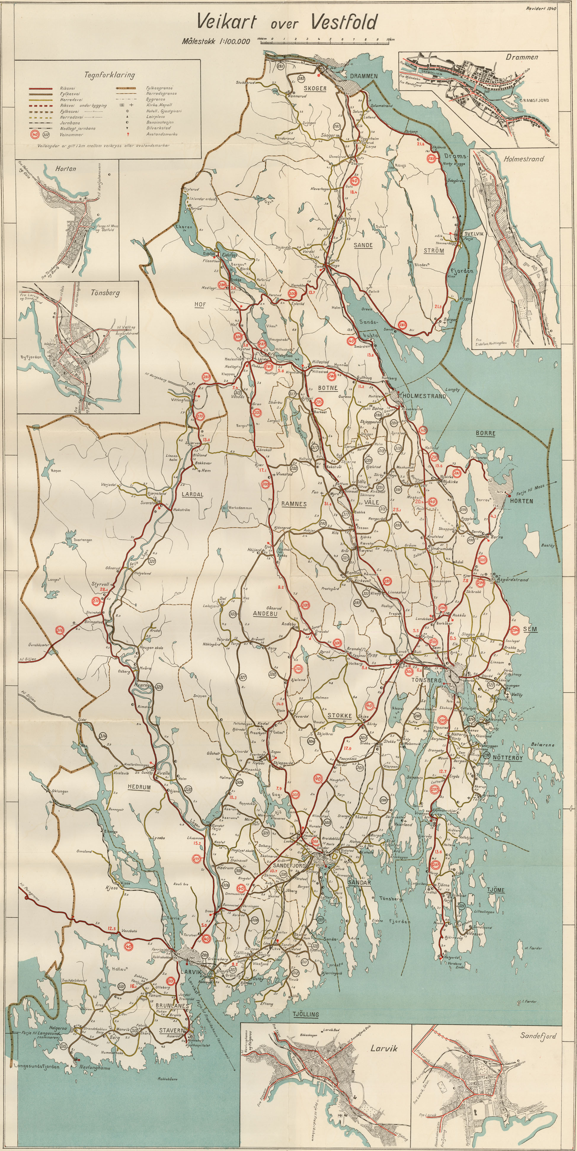 Kart over Vestfold