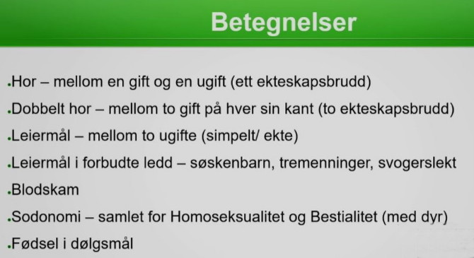 Fra Gerd Karin Lysholms presentasjon - betegnelser