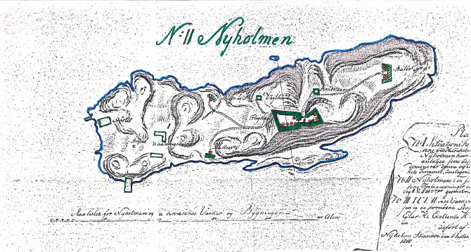 Kart over Nyholms Skandse - Bodø - fra artikkelen i Salten Slekt nr. 1 2006