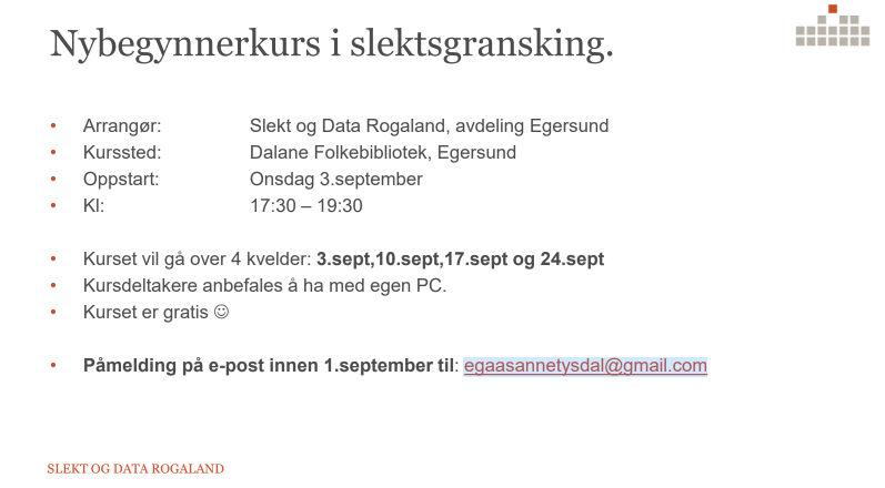 Nybegynnerkurs i Egersund - Høsten 2025