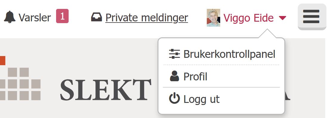 Slektsforum_Brukerkontrollpanel