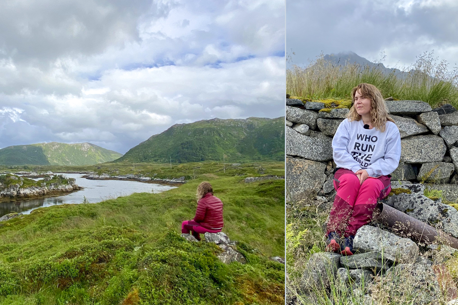Jeg ved restene av huset i Lofoten. Fint landskap