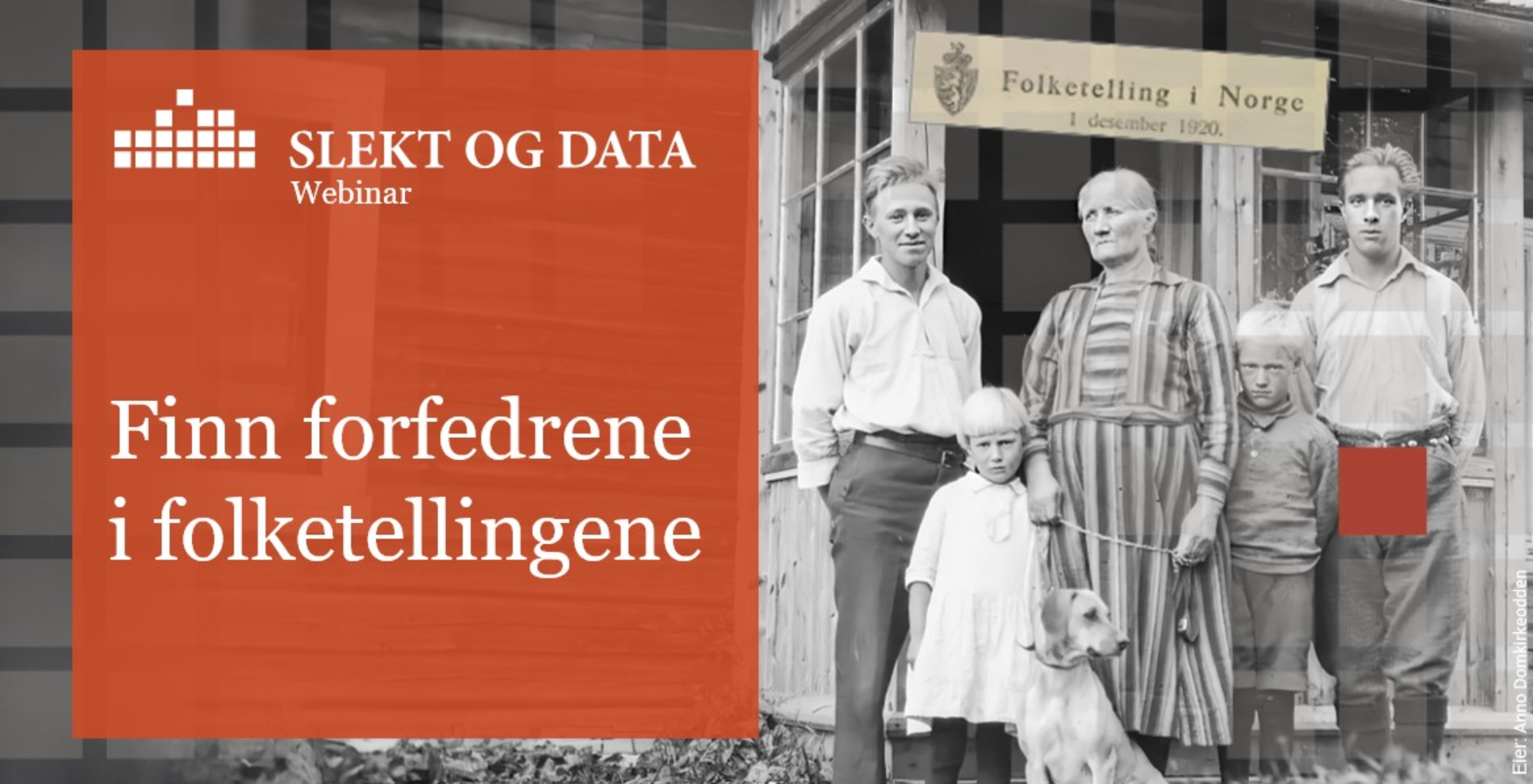 Webinar om folketelling - familie som står utenfor et hus