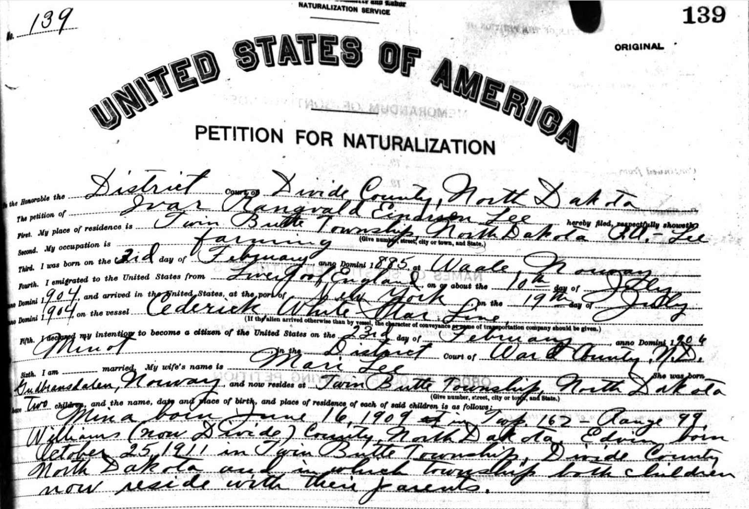 Original søknad om statsborgerskap