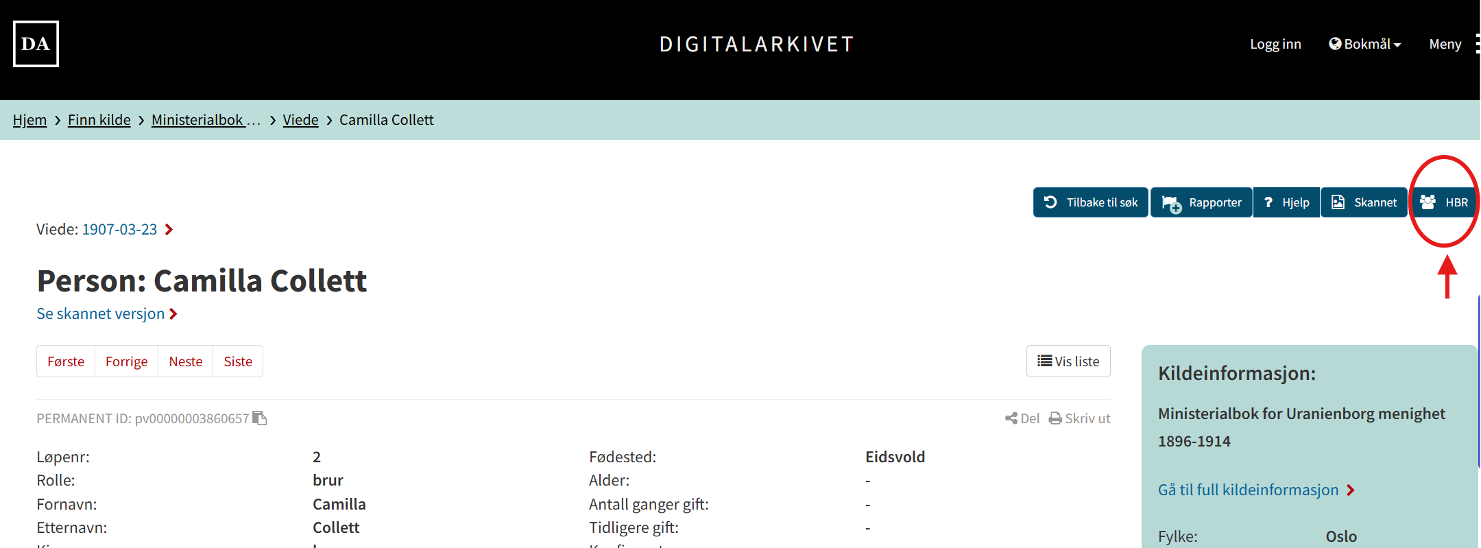 Tips - prøv HMB-knappen i Digitalarkivet