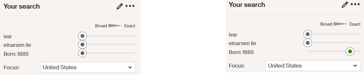 Justering av søk Ancestry