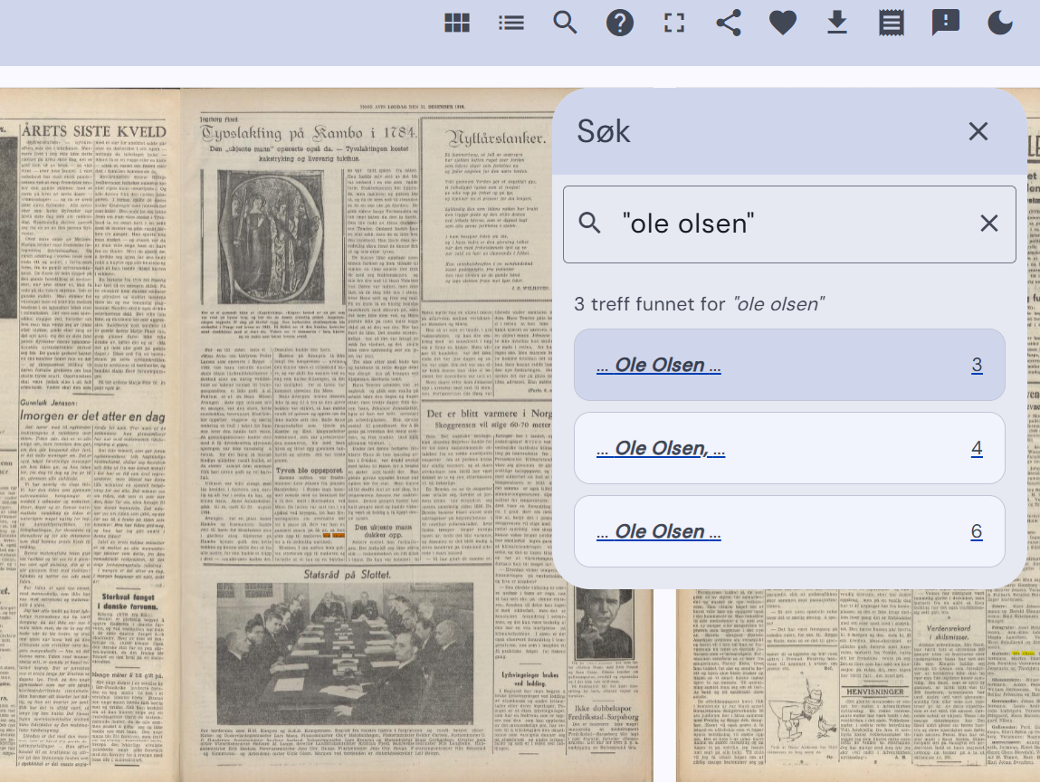 Endringer i søket inne i et dokument