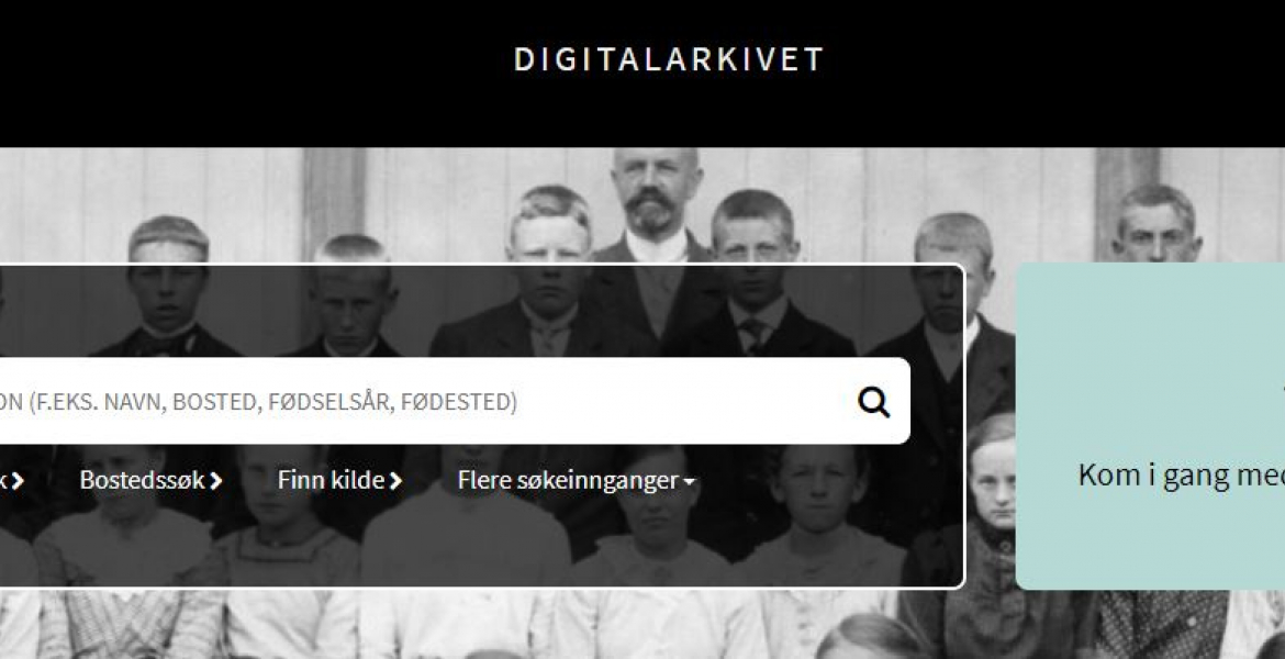 Digitalarkivet - skjermdump