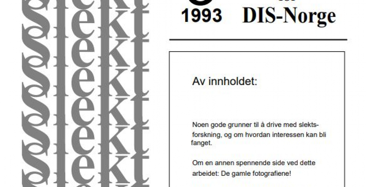 Forside til Slekt og Data nr 3/1993