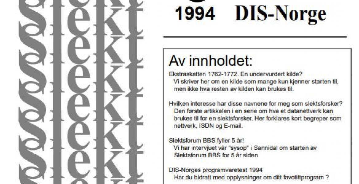 Forside til Slekt og Data nr 3/1994