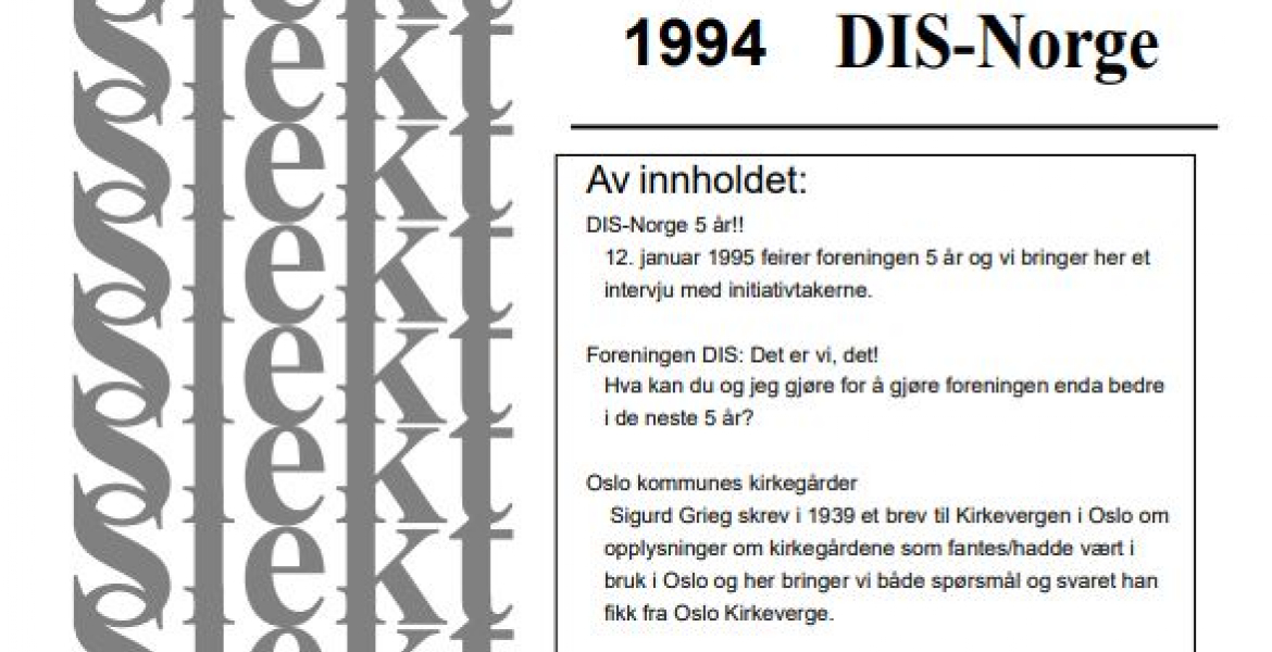 Forside til Slekt og Data nr 4/1994