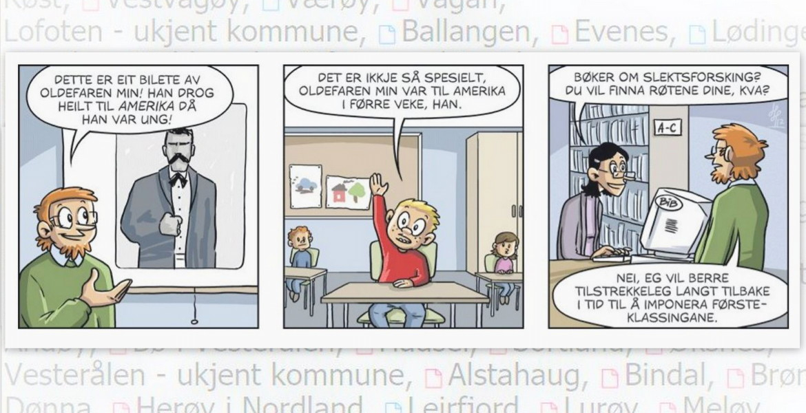 tegneserie fra Slektsforumkurs