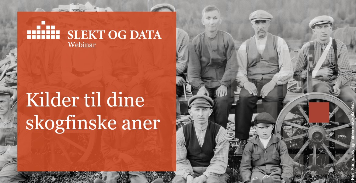 Toppbilde til webinaret om skogfinner. Bildet viser värmlandske skogfinner fotografert i 1931.