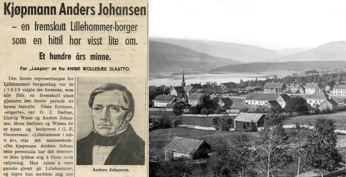 Avisartikkel om Anders Johansen + eldre bilde av Lillehammer