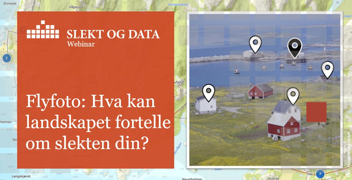 Webinartittel, eiendom med markør og kart - alt fra flyfototjenesten