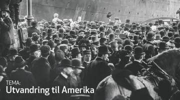 Nærbilde av forsiden av bladet om utvandring til Amerika